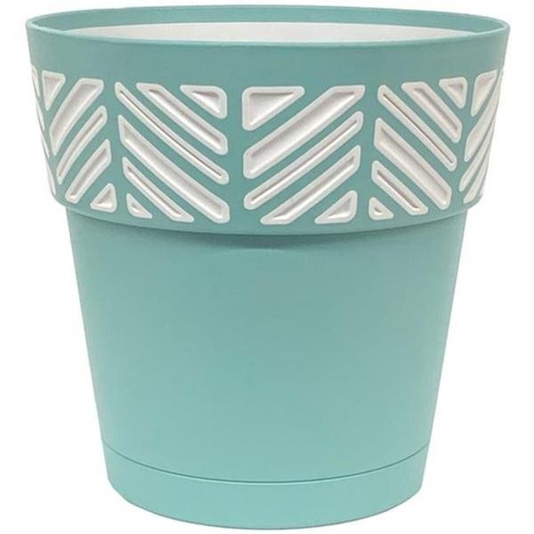 Marshall Pottery Marshall Pottery 7009018 7.49 x 8 in. Deroma Mosaic Resin Mosaic Planter; Teal 7009018